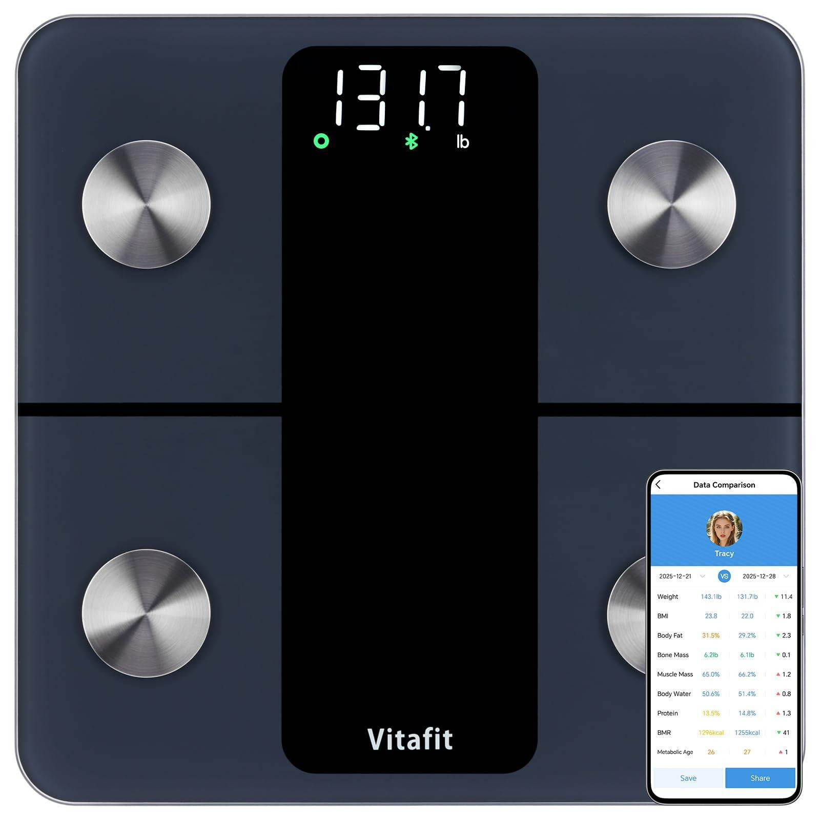 Selius Digitale lichaamsvetweegschaal, zwart, capaciteit 182kg, nauwkeurigheid 0.05kg