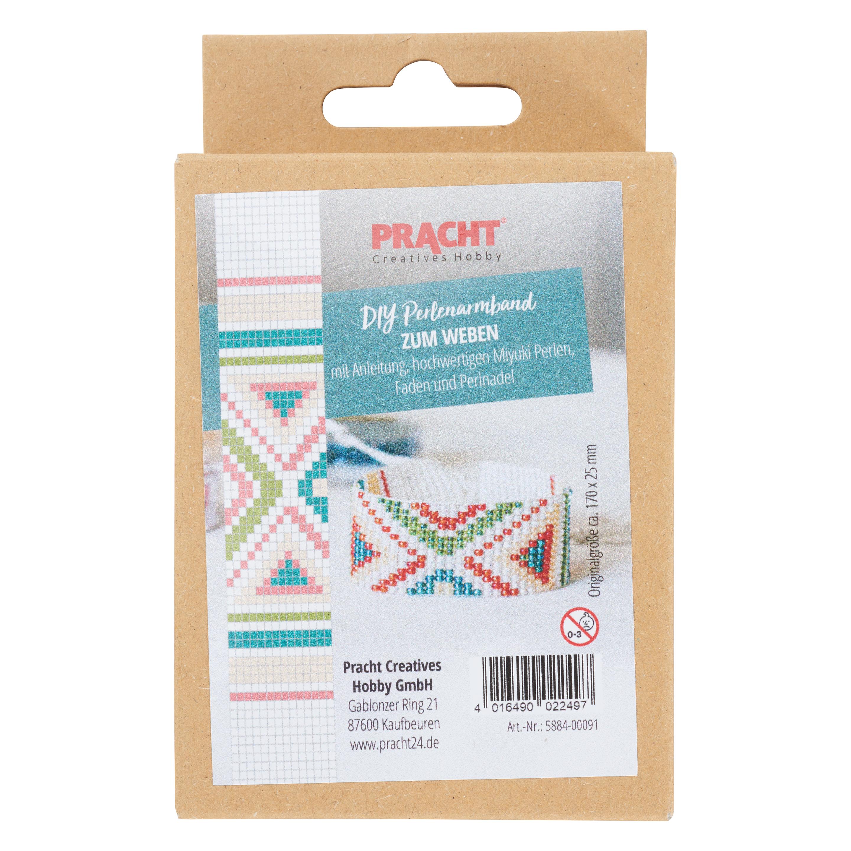 Magni DIY Perlenarmband weben weiss/grün/orange 170x25mm (5884-00091)
