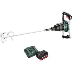 Metabo, Rührwerk + Mörtelrührer, RW 18 LTX 120 Akku Rührwerk 18 V 40 l Mischmenge 1x LiHD Akku 5,5 Ah + Ladegerät (Farbrührer + Mörtelrührer)