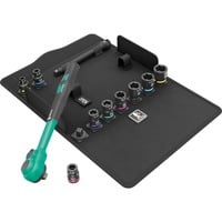 8100 SB 13 Zyklop Comfort-Knarrensatz, zöllig, 3/8", Werkzeug-Set schwarz/grün, 11-teilig, Comfort-Knarre mit Umschalthebel