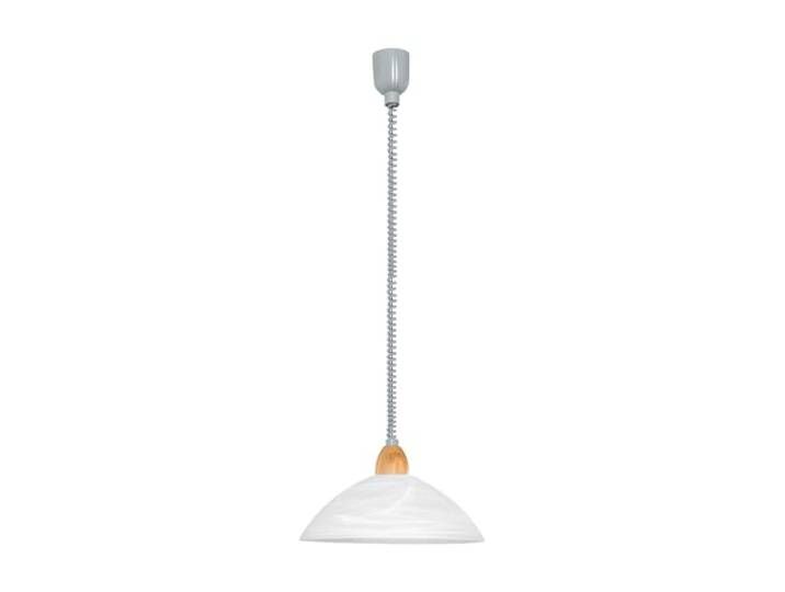 Eglo Suspension Lord 2\, lampe suspendue 1 flamme réglable en hauteur\, lampe suspendue classique\, lampe de salon en verre d'albâtre blanc\, plastique argenté et bois\, douille E27