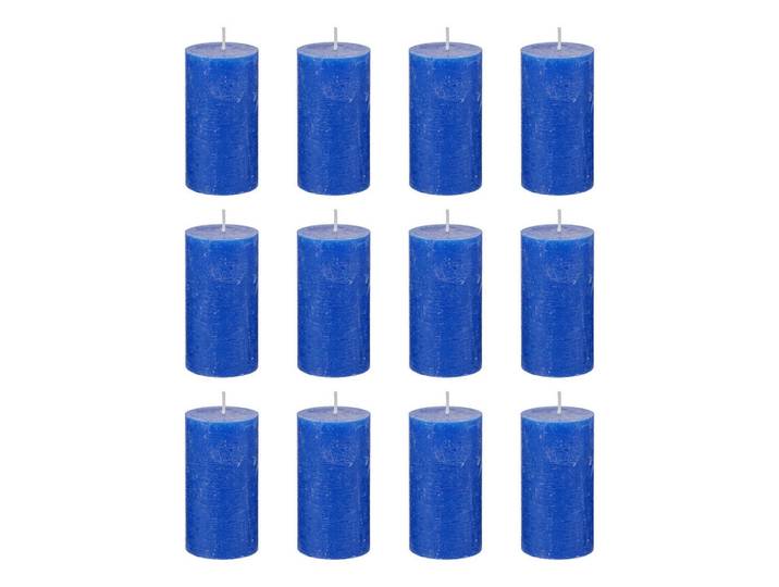 Butlers Stumpenkerze (12er Set) Rustic, Blau, Paraffin, 7x13x7 cm, Dekoration, Kerzen & Kerzenhalter