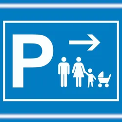 HB-Druck Eltern Kinderwagen Parkplatz Schild mit Richtungspfeil rechts waagerecht A0 (841x1189mm)