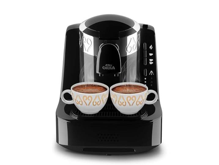 Arzum Okka Türkische Kaffeemaschine, Kompaktes, Überlaufschutz-Sensor, Leicht zu reinigen, Energieeffiziente Leistung, Perfekt für Liebhaber traditionellen Kaffees, 2 Kaffeemaschinen, Schwarz-Silber