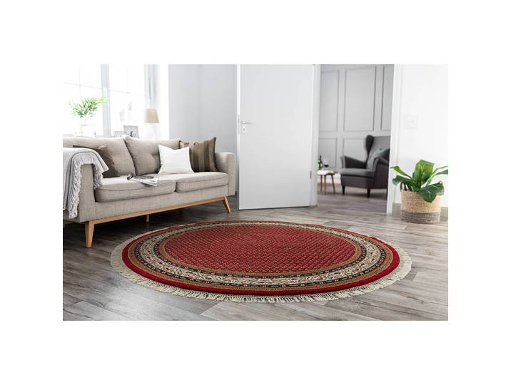 Tapis en laine Chandi Mir rond Rouge/Rouge Ø 100cm Laine