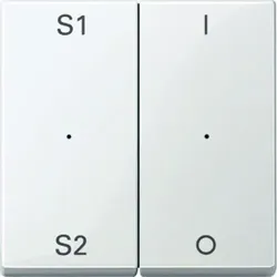 Merten System M Wippe zweiteilig, Schalter/Dimmer, polarweiß, glänzend, Kennzeichen 0/1, Kontrollfenster/Lichtauslass