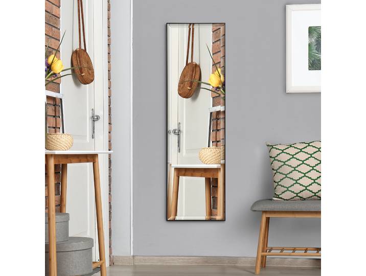 HOMCOM Miroir Mural Noir Sécurité 120x35cm