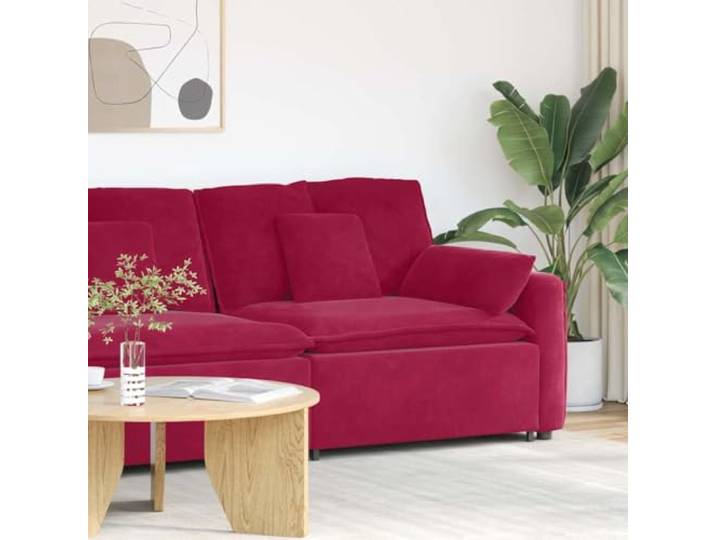 KQWQERT Modulares Sofa-Endmodul mit Armlehne, Weinrot, 112x105x64 cm Samt-Polsterung, Vielseitig kombinierbar, Rechts oder links montierbar