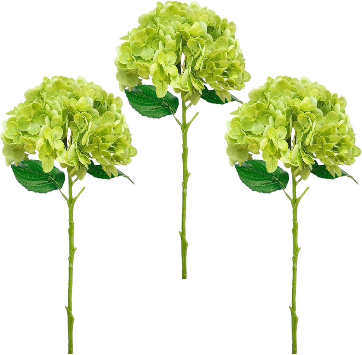 Groene kunsthortensia met zijden bloemen en lange stengels, 51,5 cm