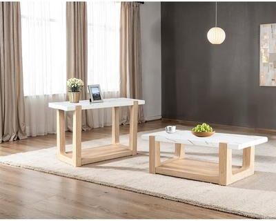 Esofastore 2pc Natural Finish Sofa and Coffee Table Living Room Set