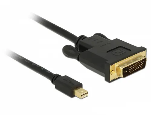 Delock Mini-DisplayPort / DVI Anschlusskabel Mini DisplayPort Stecker, DVI-D 24+1pol. Stecker 1m Schwarz 83988 vergoldete