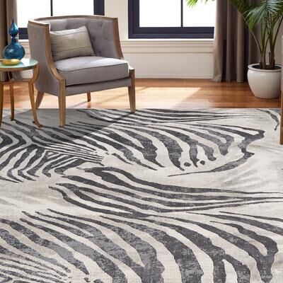 KALATY N Natori Serengeti Zebra Print Area Rug