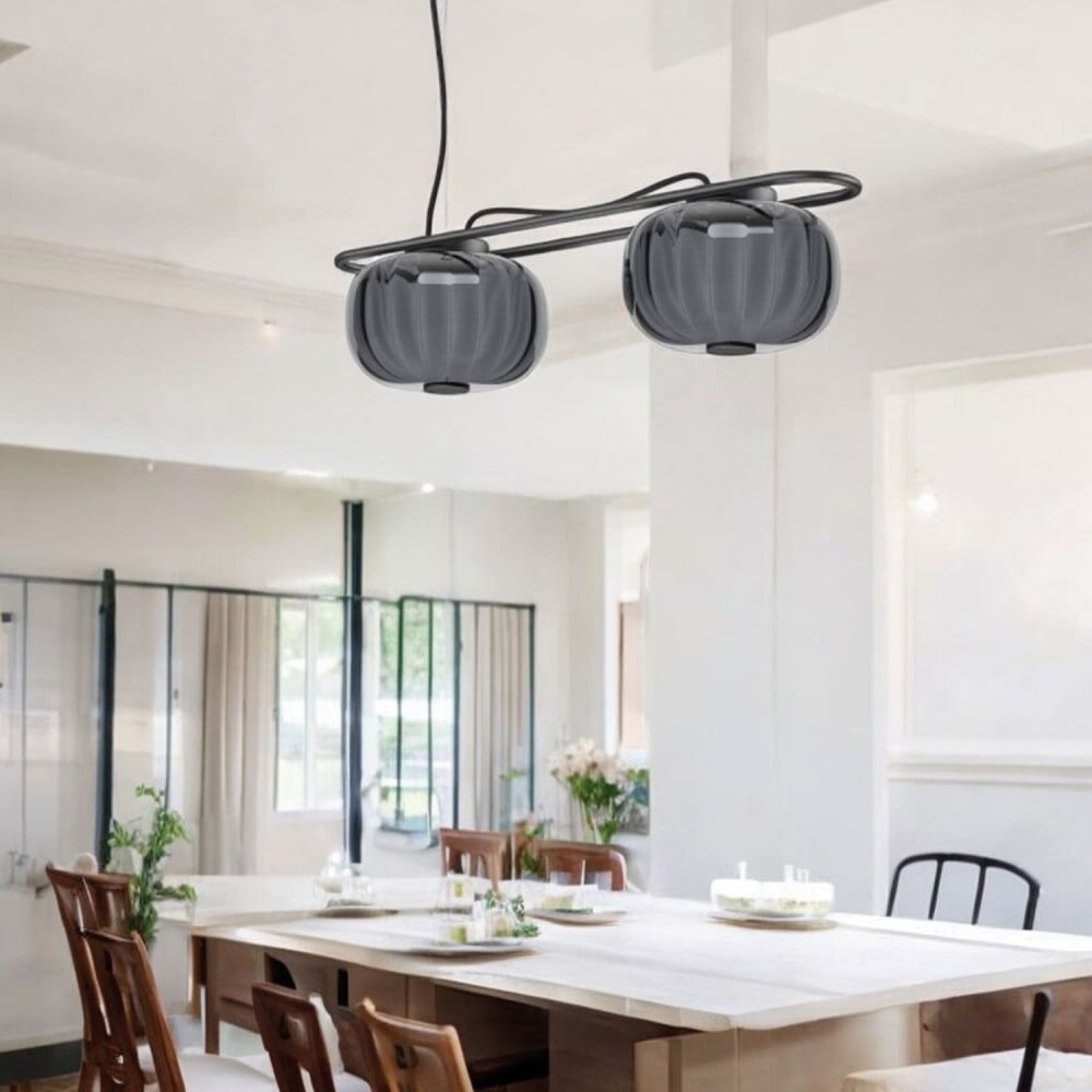 Novolux Suspension double en verre opale, gris L:65cm Gris 65x190x45cm