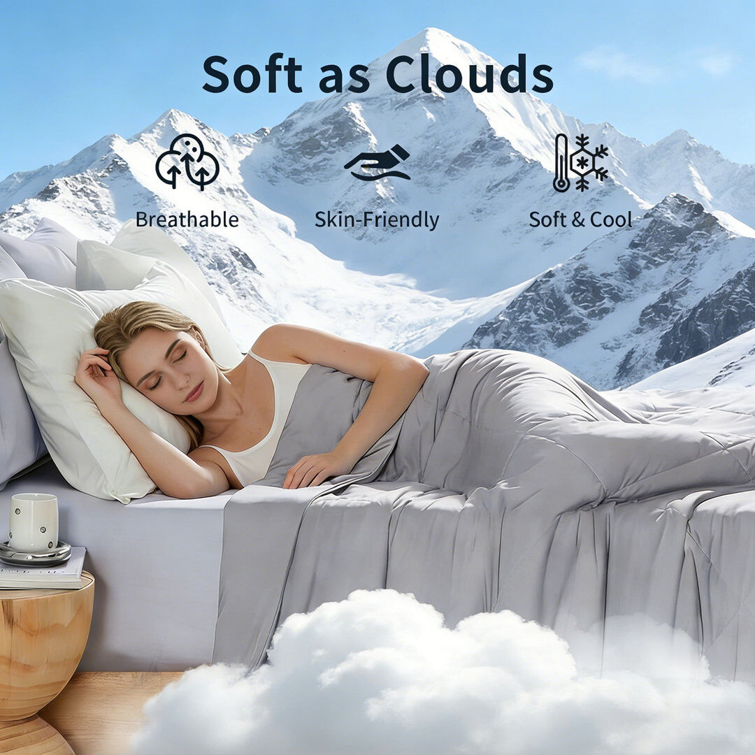 JULY Super Cooling Blanket Summer Comforter Lightweight Breathable 320 GSM Cold Blanket for Hot Sleepers. Light Gray 230 x 275cm