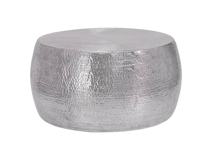 COUCHTISCH Ø90x45 cm rund Silber aus Aluminium Hammerschlag-Optik