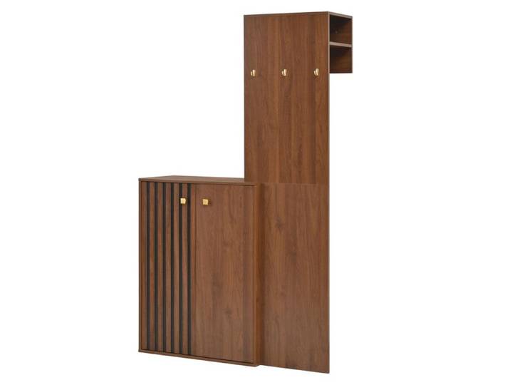 Mobilier Entrée : Dressing Mural avec Crochets & Tringle + Meuble à Chaussures - Style Moderne (Fixation Mur)