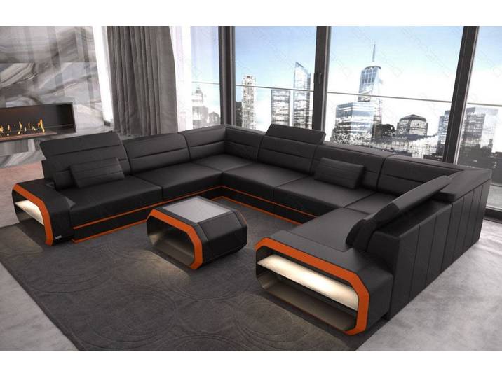 Wohnlandschaft Verona U-Form aus Leder