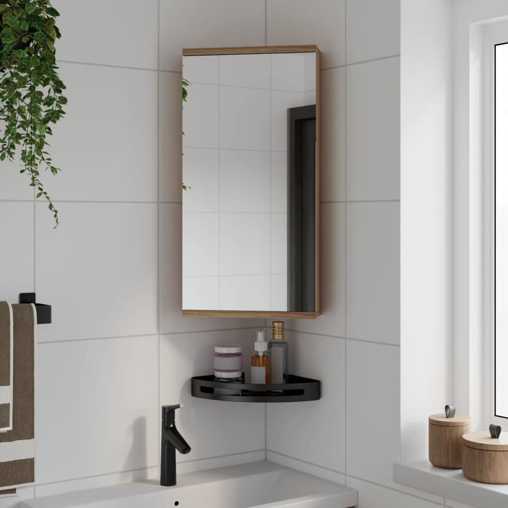 Latitude Run Aheed Framed Mirrored Bathroom Cabinets Oak 599.95mm H