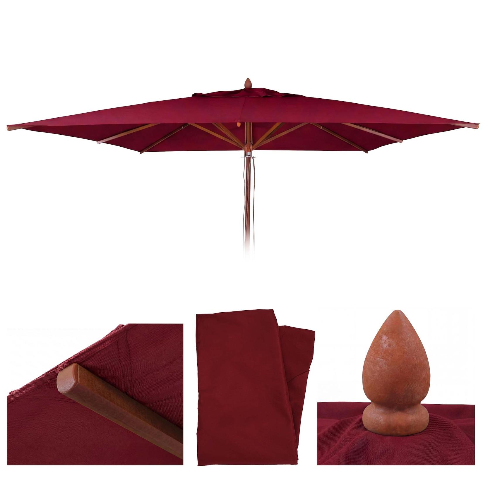 Ersatz-Bezug für Gastronomie Holz-Sonnenschirm MCW-C57b, Sonnenschirmbezug, eckig 3x3m Polyester ~ bordeaux