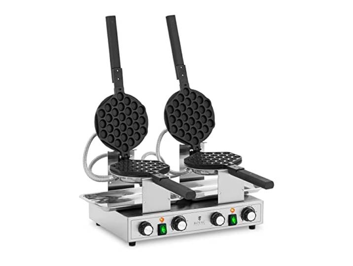 Royal Catering RCWM-2800-B Bubble Waffeleisen 2 x 1400 W 50-250 °C Timer: 0-5 min Waffeleisen Waffelmaschine Waffelautomat