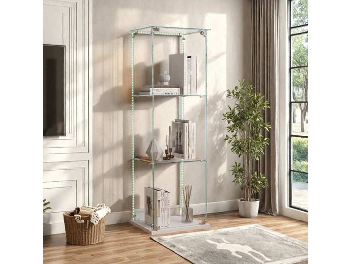 Vitrine led vitrine collection 3 niveaux à simple porte vitrine trempé multifonctionnelle base blanc 39.8x35x123.3 cm