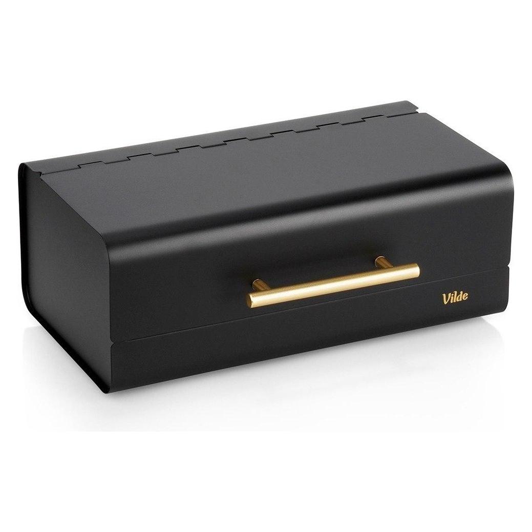 Vilde Schwarzer Metall-Brotkasten mit goldenem Griff - Brotkasten (76521399)