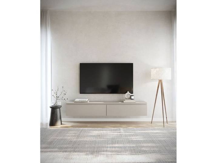 Meuble TV 2 portes -suspendu - BEMMI- 175 cm - greige