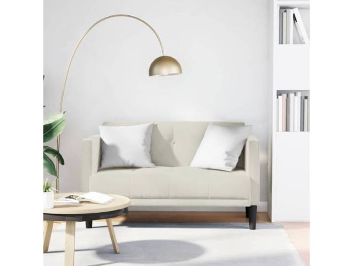 ZQQLVOO Zweisitzer Samtsofa Creme 111 cm Samtstoff mit Federkern, Schaumstoffpolsterung, Sperrholzrahmen, Stabile Beine, Modernes Design