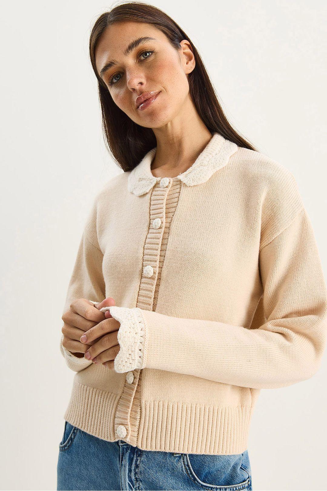 Dicker Rippstrick-Cardigan mit Knopfverschluss