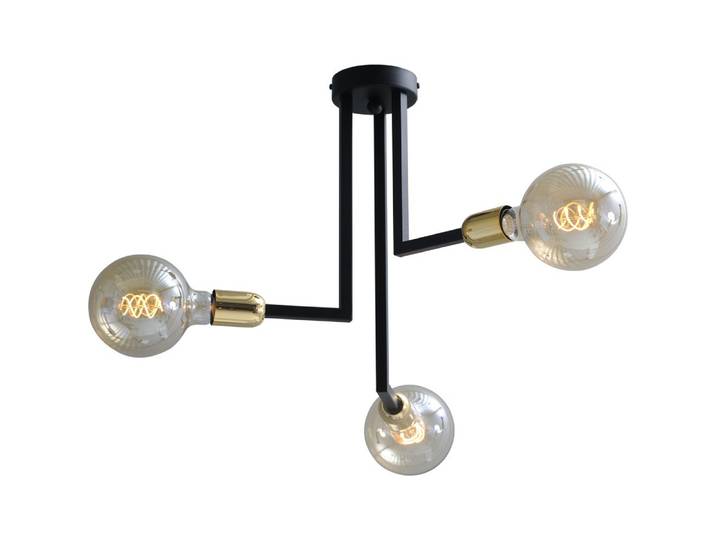 Zwarte plafondlamp Tube 3-lichts met gouden fittingen Masterlight - 1300387