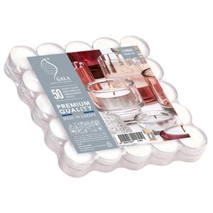 Gala Teelichter 030120030, weiß, Ø 38 mm, Höhe 14 mm, 4h Brenndauer, 50 Stück