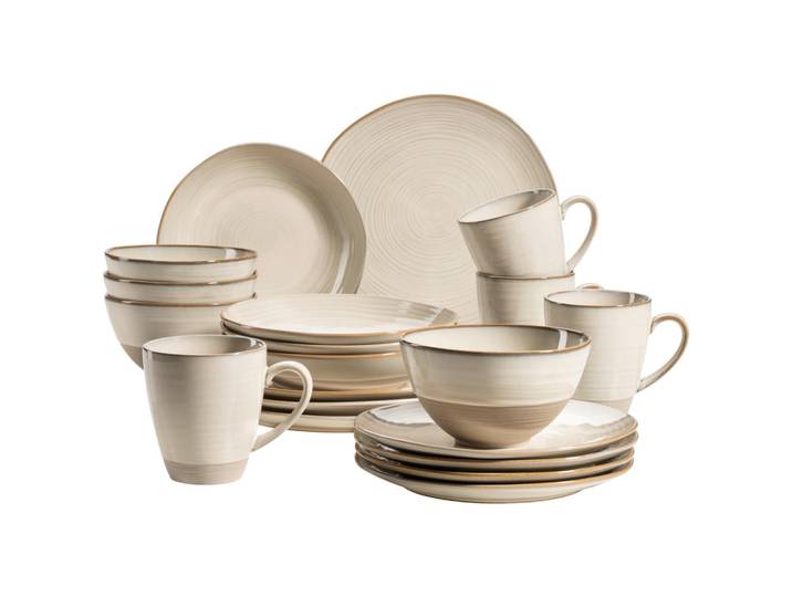 Mäser Kombiservice Nottingham, Beige, Keramik, 20-teilig, 420 ml,600 ml, handbemalt, Geschirr, Geschirr-Sets, Kombiservice