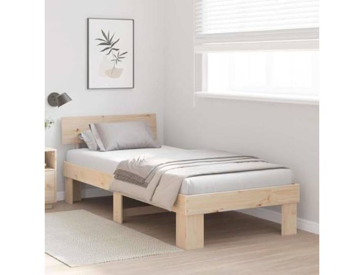 KTHLBRH Bettgestell Kiefer massiv 90 x 200 cm natur Minimalistisches Design, robuste Konstruktion, geeignet für moderne Stile, stabile Basis zum Ausruhen