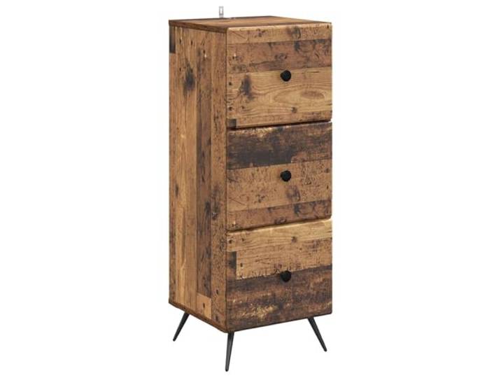 Todiikf Schubladenschrank Altholz 33x34,5x90 cm Holzwerkstoff Kompakter Beistellschrank für Schlafzimmer und Büro. Mit 3 geräumigen Fächern für mehr Ordnung auf kleinem Raum.