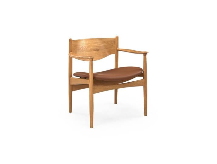 Struct Loungesessel, Eiche natur Leder cognac