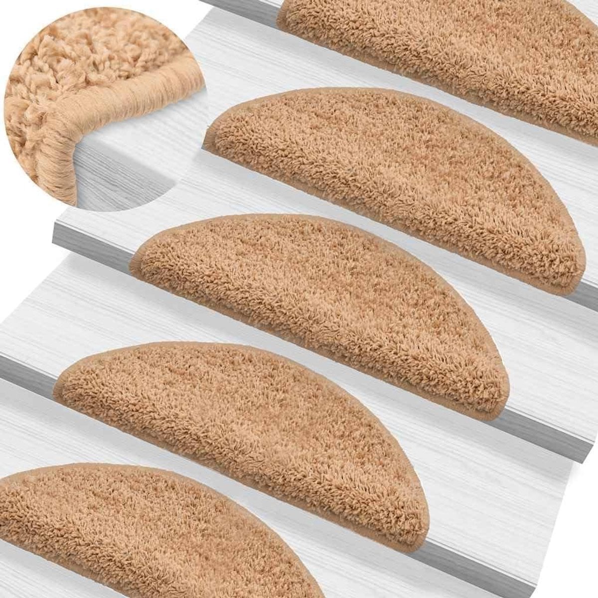 15 stuks Beige Trapmatten Antislip Tredenbekleding Halfronde Vorm