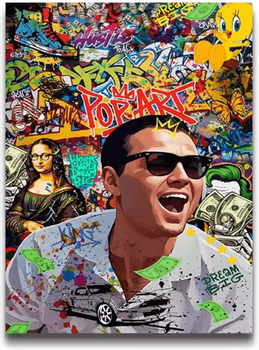 Inspire Picks 80s Gangster Graffiti Wall Art Retro Urban Street Canvas Poster burgundy 20x30cm Unframed