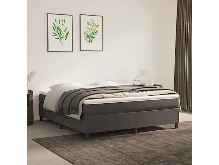 RJPLMFV Lattenrost und Matratze, Velours, Dunkelgrau, 160 x 200 cm Taschenfedern, mittelharte Unterstützung, Lattenrost aus Zwischenplatte, weicher Matratzenschoner