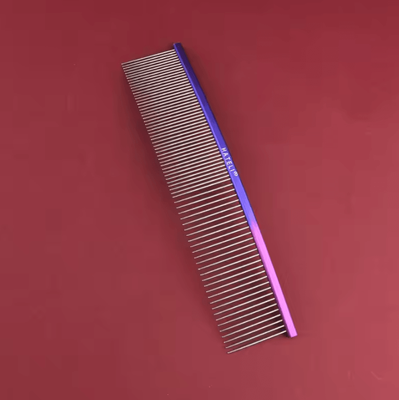 Inspire Curations Rainbow Curved Pet Grooming Comb Stainless Steel Deshedding & Detangling Comb For Cats & Dogs purple 19x3.9cm
