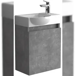 Alpenberger Gäste-WC Waschtisch mit Unterschrank | Keramik-Waschbecken Vormontierter Waschbeckenunterschrank | SoftClose Tür Badschrank Waschplatz