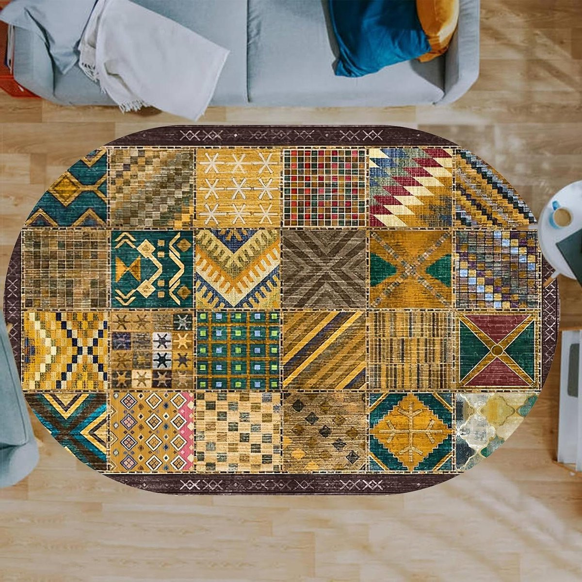Vintage Patchwork Vloerkleed - Rechthoekig - Veelkleurig