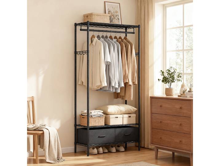 home24 Garderobe Eurilla 90 x 180 x 40cm zwart