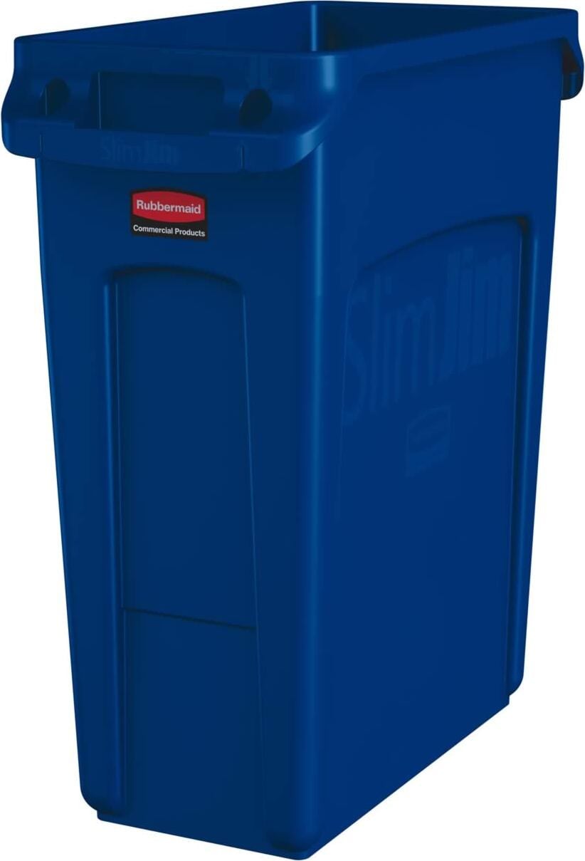 Rubbermaid Slim Jim Afvalcontainer met ventilatiekanalen, blauw
