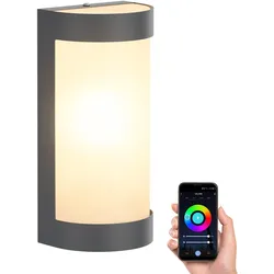 ledscom.de Wandleuchte WARU, für außen, IP44, anthrazit, inkl. E27 LED RGB, 892lm, Smart Home