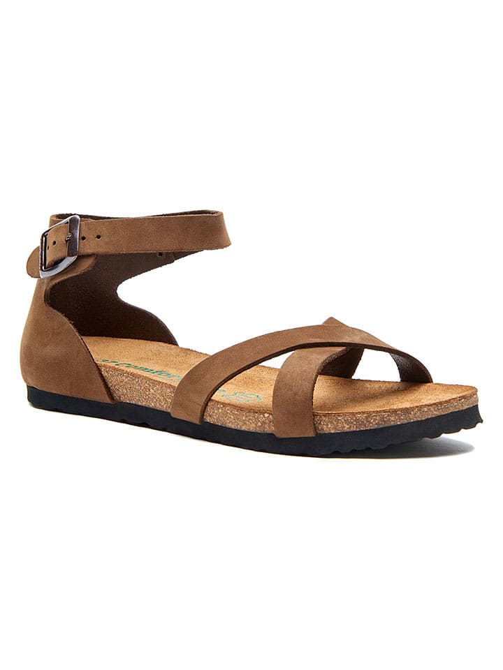 Comfortfusse Leder-Sandalen in Sand - 39