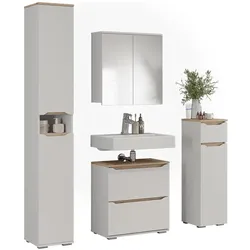 Vicco, Badmöbelset, Badmöbel-Set Ruben, Weiss/Artisan-Eiche, 4-teiliges Set