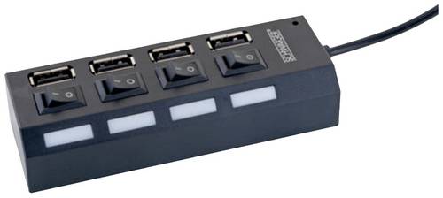 Schwaiger UH4013 USB-Hub 4 Port USB-A USB 2.0 480 MBit/s Schwarz UH4013