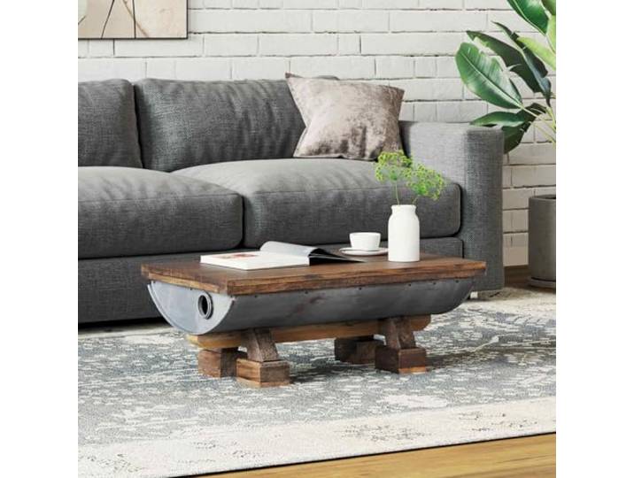 TEKGHUT Couchtisch Natur 90 x 50 x 35 cm Holz Retro Beistelltisch Retro-Design, langlebiges Holz, pflegeleicht, einfache Montage, Indoor und Outdoor nutzbar