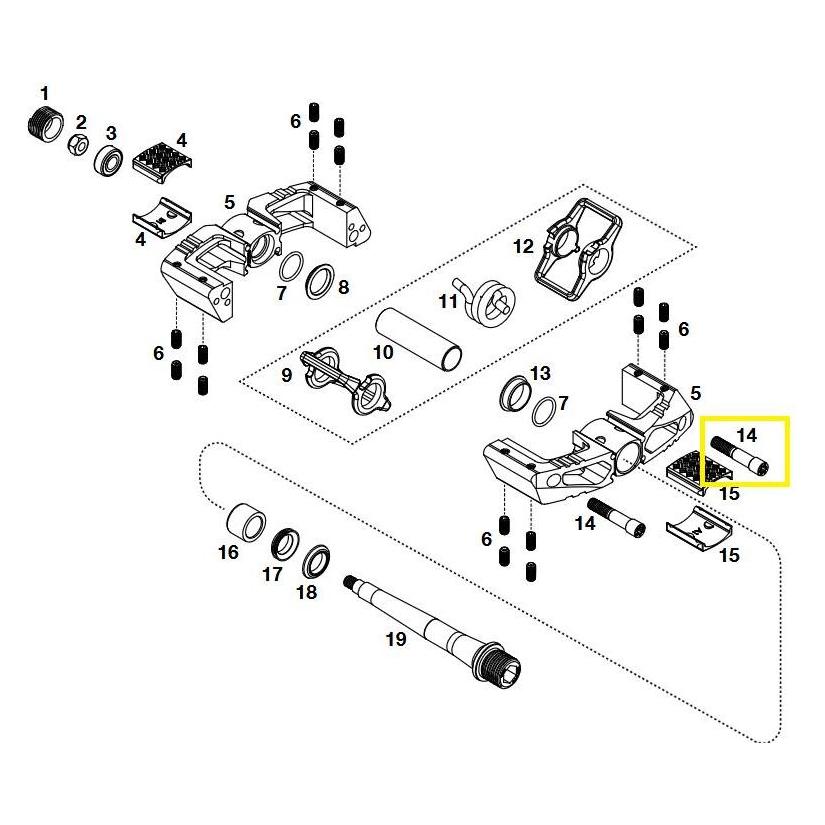 Crankbrothers Pedal Screw Body Schraubenkörper, Candy/Mallet, Level 2+3+11, M5x8x24 (40102396)