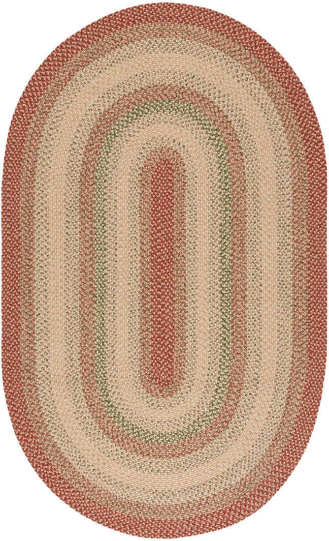 Brambly Cottage Bujanov Striped Rust Indoor/Outdoor Rug Multi;Rust Round 122 cm